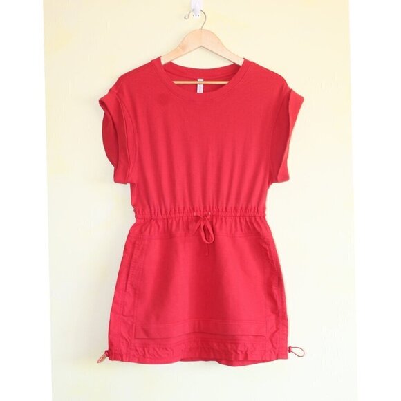 Anthropologie Daily Practice Red Ribbed Mini Dress Size Small Short Sleeves - Picture 4 of 9